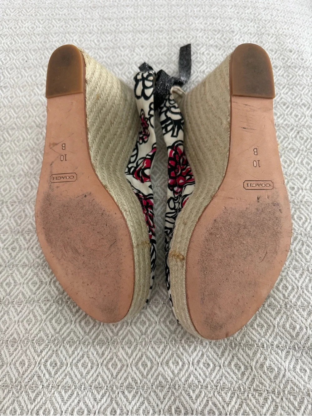 Vintage Coach Maritza Poppy Flower Espadrille Wedge Sandals - Size 10